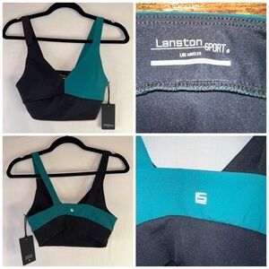 Revolve Lanston Sport Bra Women's XS Black Teal Colorblock Athletic Pullover NWT